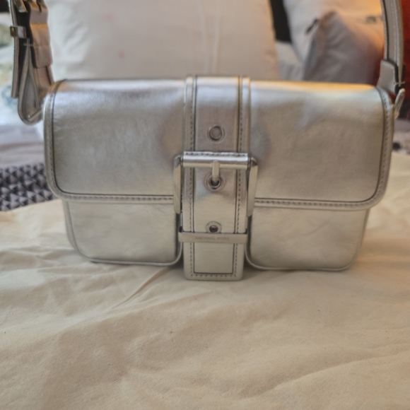 Michael Kors Metallic Silver Crossbody Bag - Picture 9 of 10